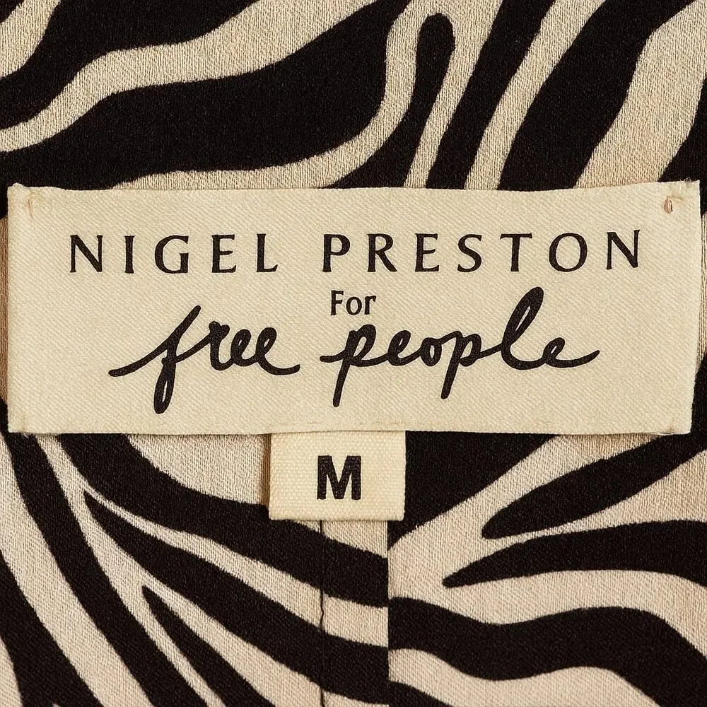 Free People x Nigel Preston Side Tie Zebra Pants Size Medium